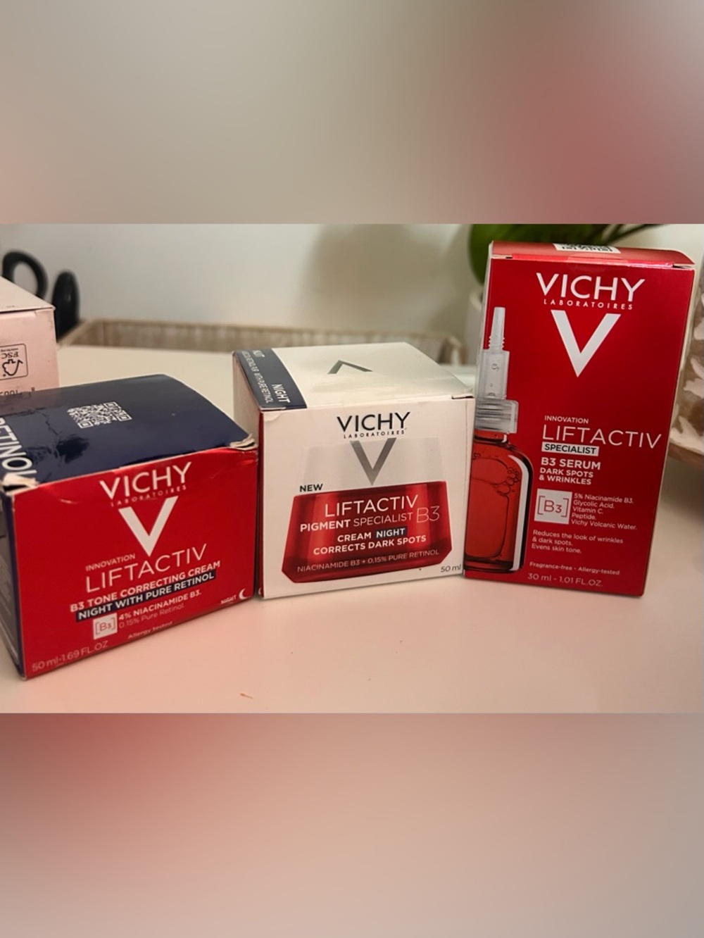 NEW Vichy LiftActiv B3 + Retinol Serum, Night Cream & Dark Spot Corrector Set